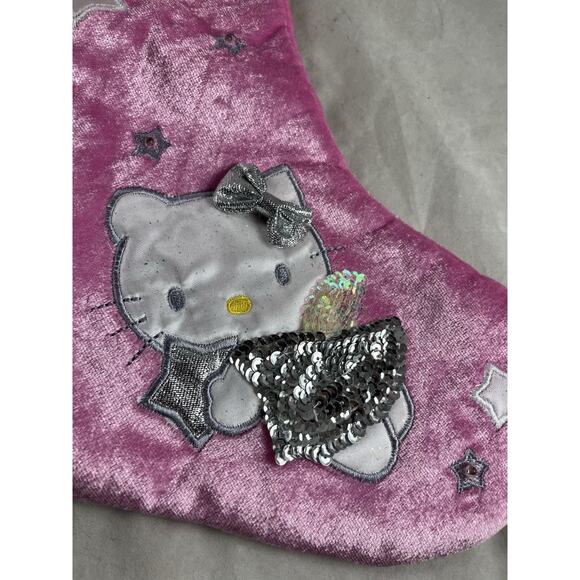 Sanrio Hello Kitty Angel Holiday Christmas Stocking Pink Sequins Glitter 2006 - Picture 2 of 9